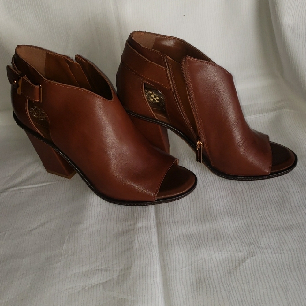Vince Camuto Tan Open-Toe Heeled Boots